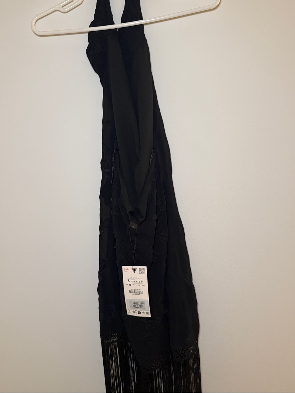Zara Black Fringe Slip Dress